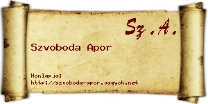 Szvoboda Apor névjegykártya